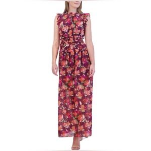 Vince Camino Women’s Ruffledchiffon Floral Maxi Dress, Dark Red, Size 10